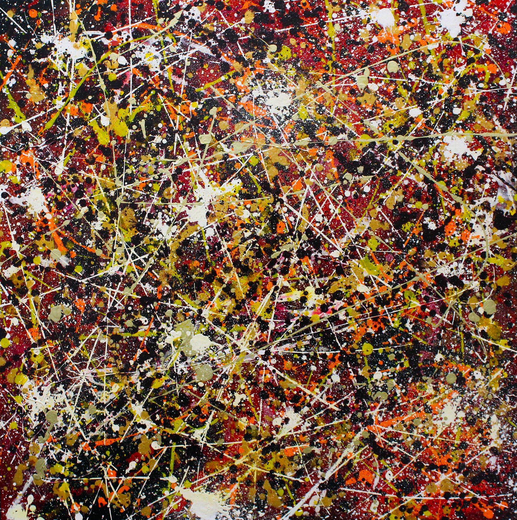 Expressive Abstract Acrylic Painting By Andrew Watt, 39 X 39, Constellations, Original Artwork