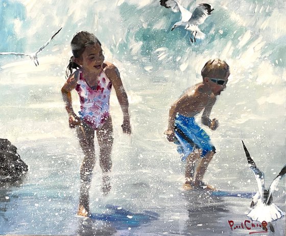 Siblings Happy Beach Day