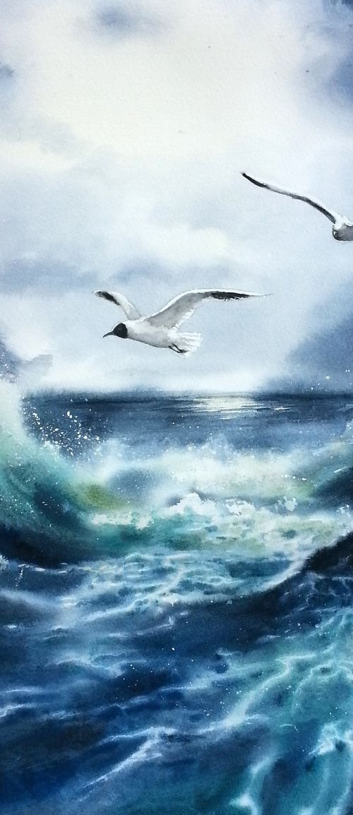 Stormy Sea by Olga Beliaeva Watercolour