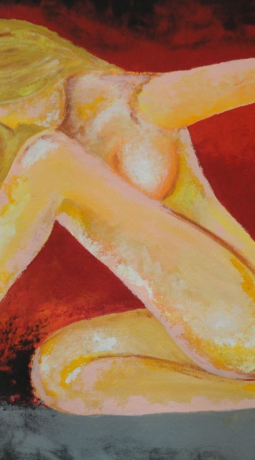 Nude girl ! Large Painting on Canvas ! by Amita Dand