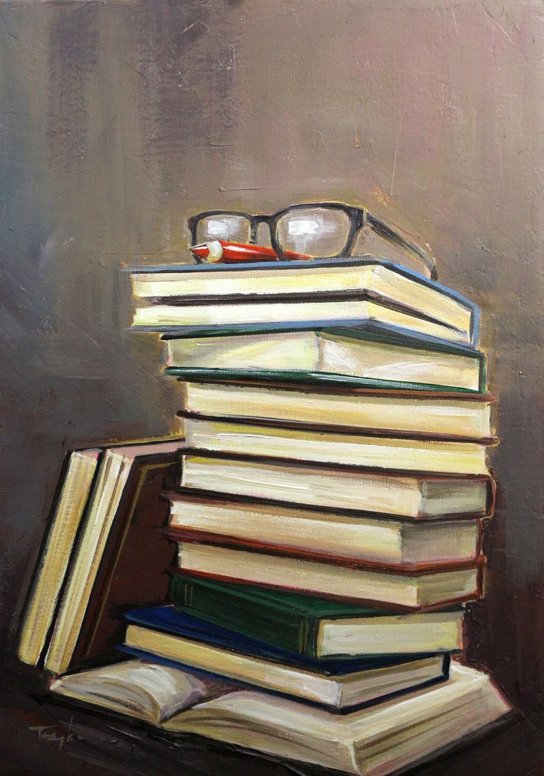 Reading a book Painting by Trayko Popov