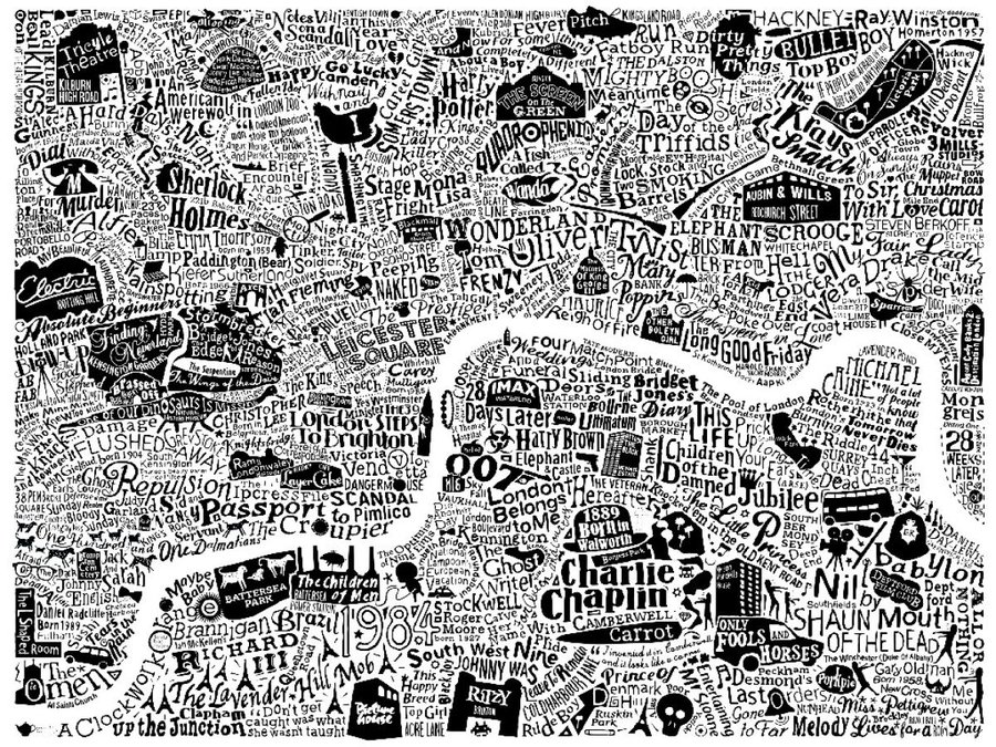 LONDON FILM MAP (White) Digital Art (Giclée) by Dex | Artfinder