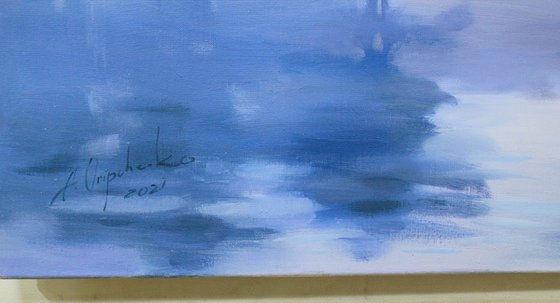 Blue fog on the lake
