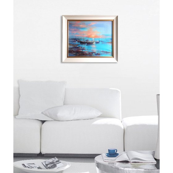 Serenity - Seascape with Boats.