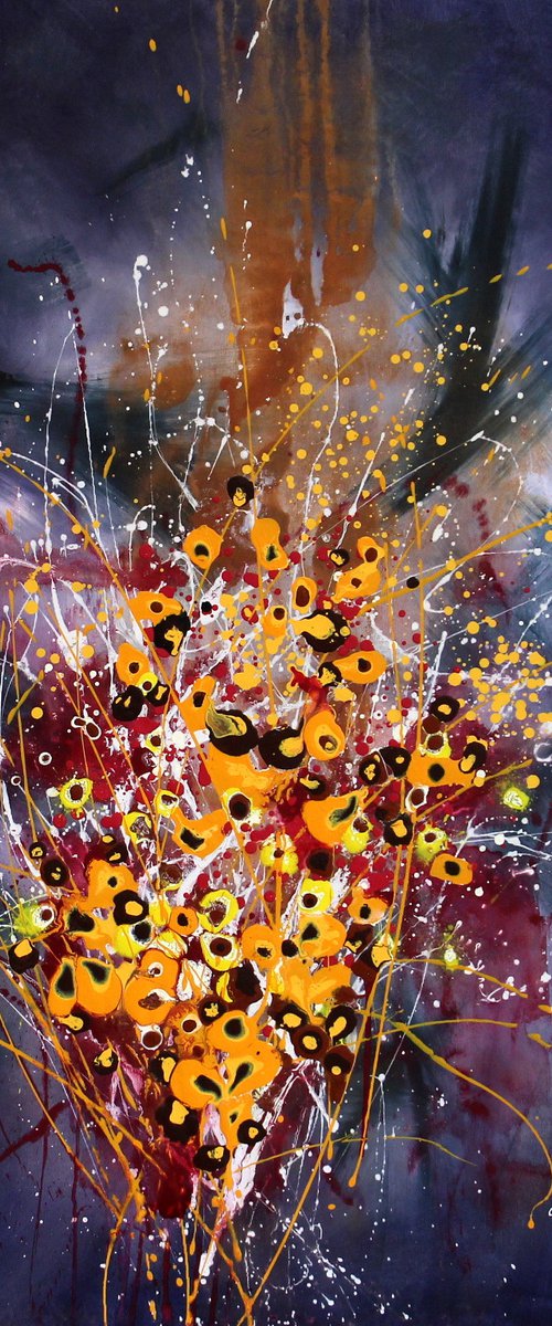 Folie Des Fleurs #3 - Extra large original abstract floral landscape by Cecilia Frigati