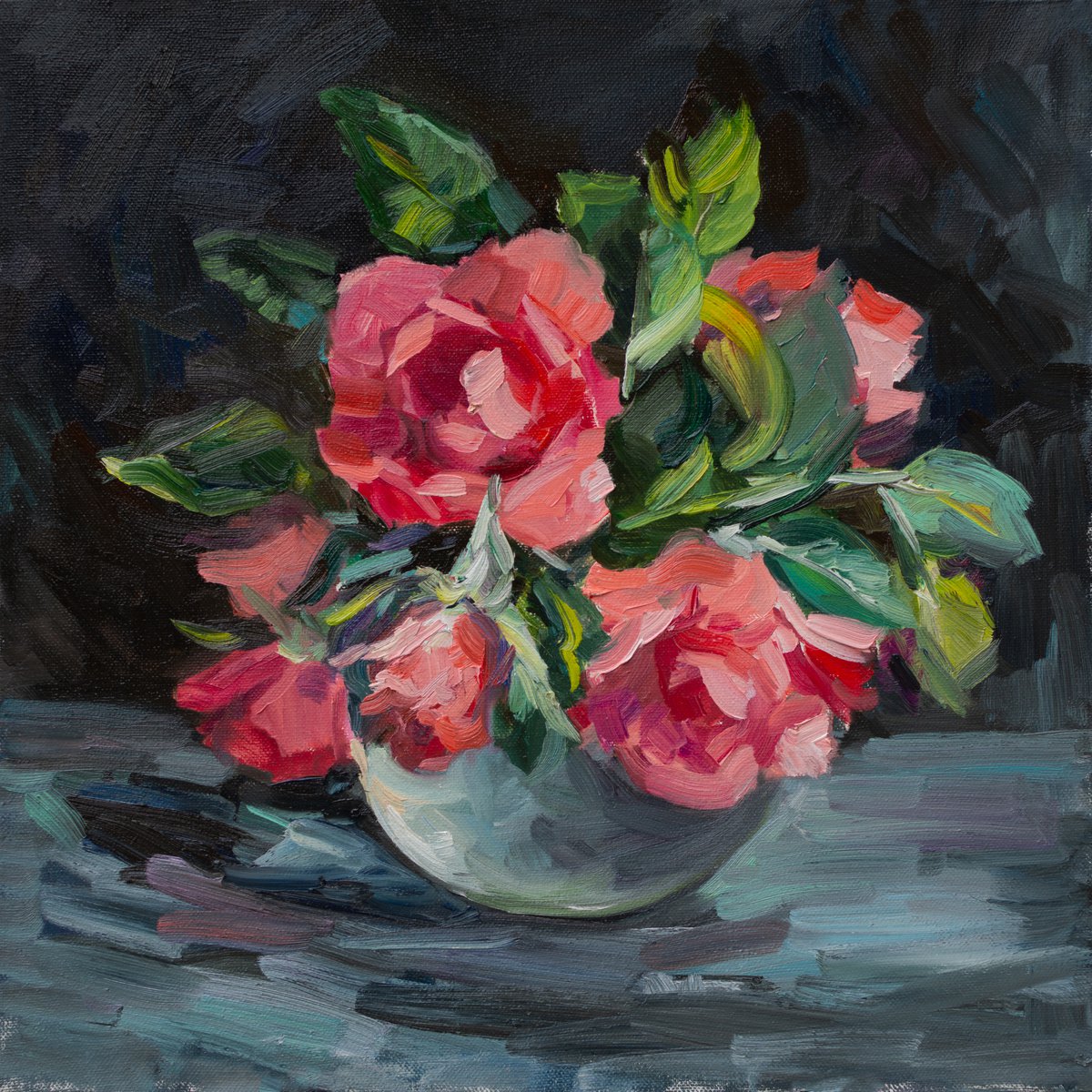 Coral roses by Anna Pismenskova
