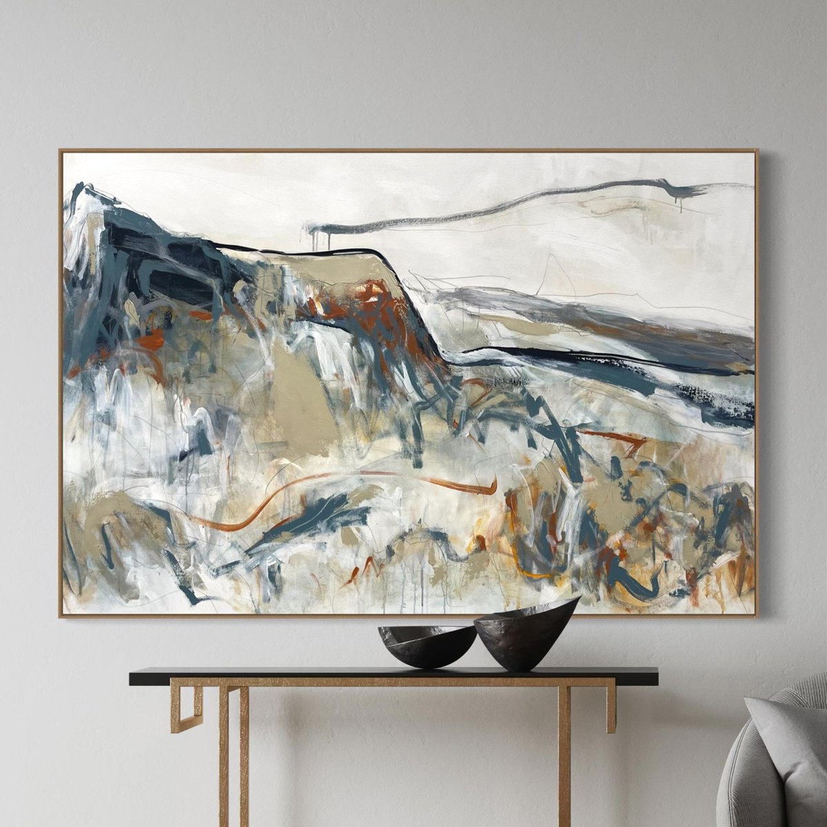 Abstract Acrylic Painting By Cheryl Harrison, 59 X 39, Illusion Point, Original Artwork