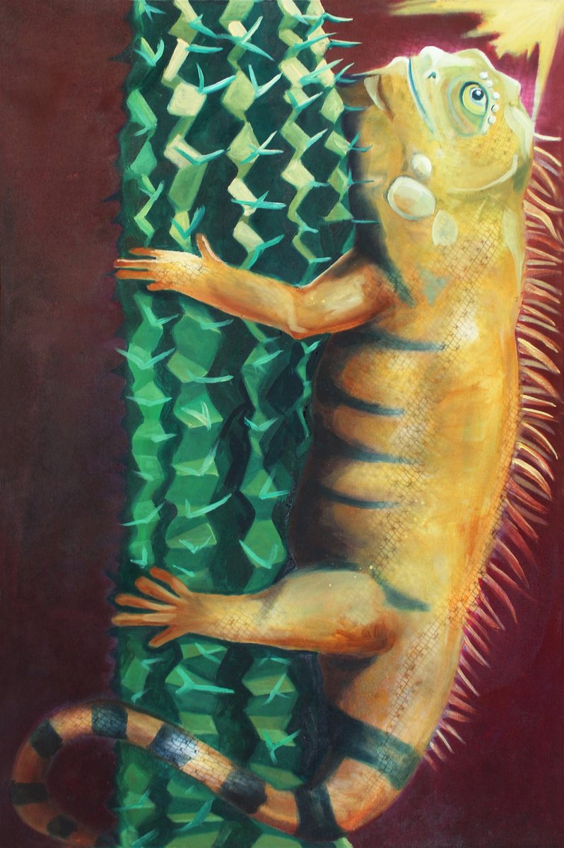 Surrealistic Animal Oil Painting By Ben Stephenson, 17 X 28, Sunseeker, Original Artwork