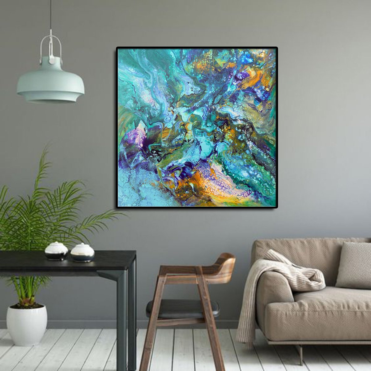 Abstract Acrylic Painting By Areti Ampi, 31 X 31, Before Dawn, Original Artwork