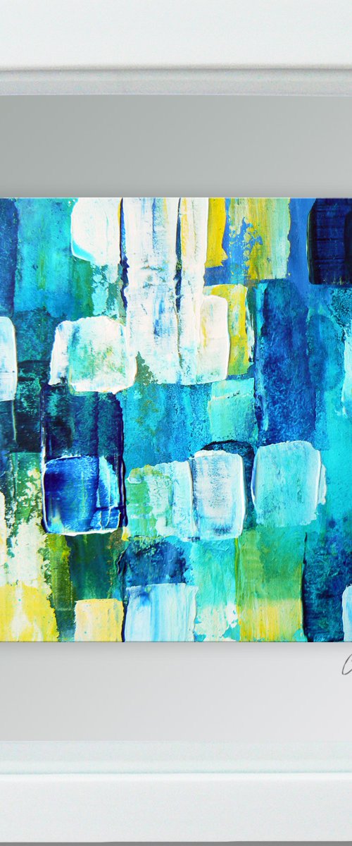 Framed ready to hang original abstract  - Deep water #6 by Carolynne Coulson