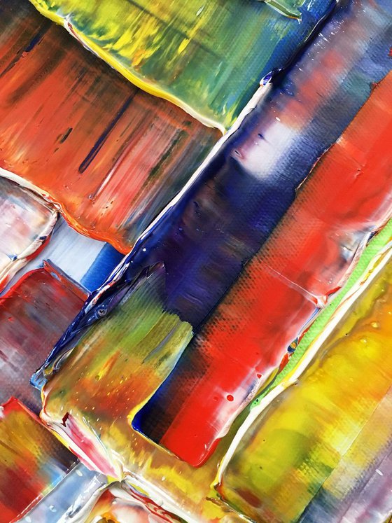 "Fitting In" - FREE Shipping to the USA - Original Highly Textured PMS Abstract Oil Painting On Canvas - 36" x 18"