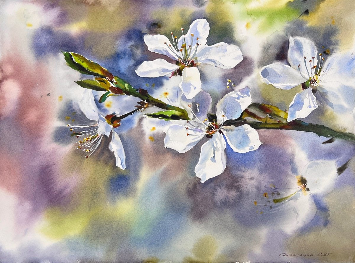 Impressionistic Botanical Watercolour By Eugenia Gorbacheva, 16 X 12, The Poetry Of Flowers, Original Artwork