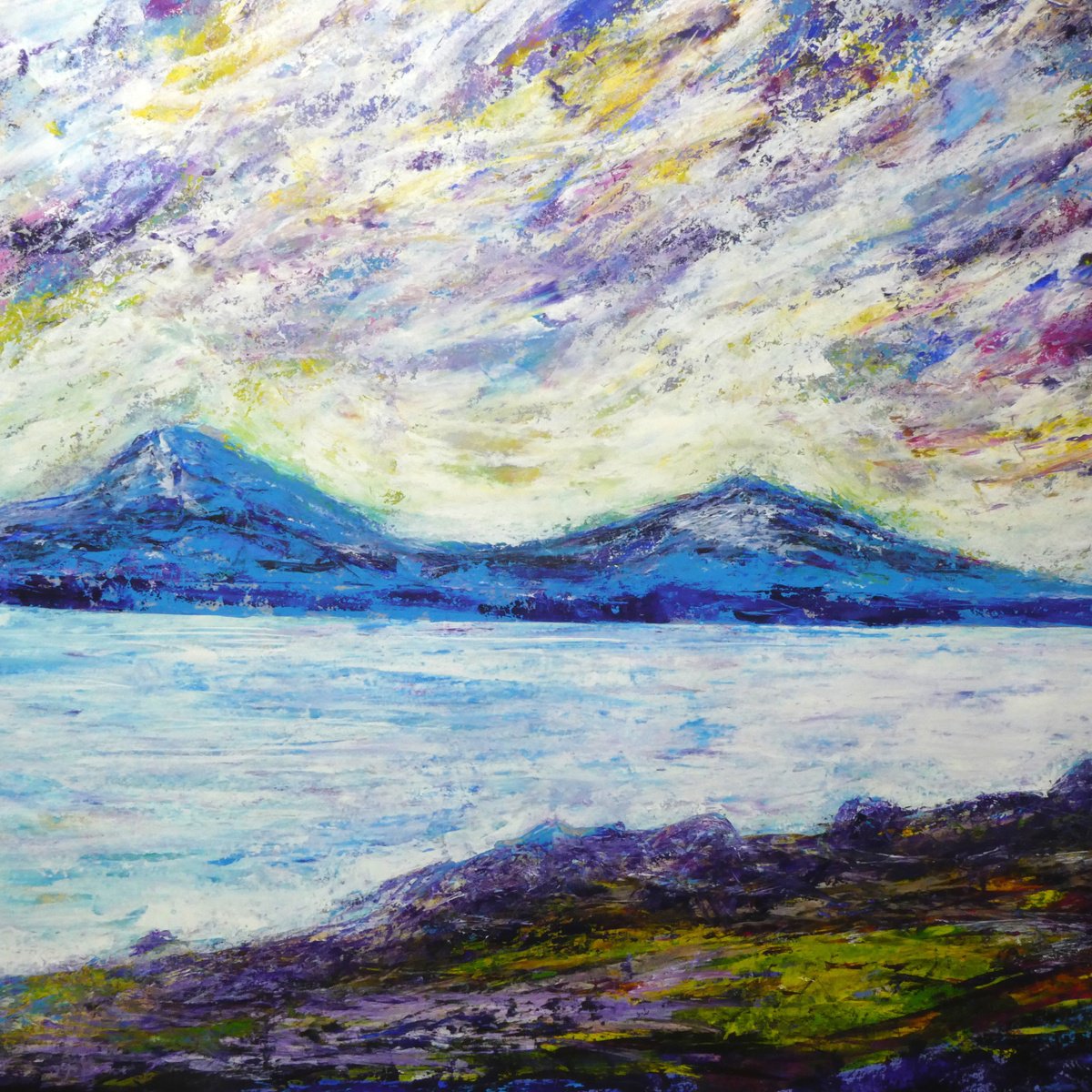 Impressionistic Landscape Acrylic Painting By Oconnart, 34 X 34", Scottish Northern Coast, Original Artwork