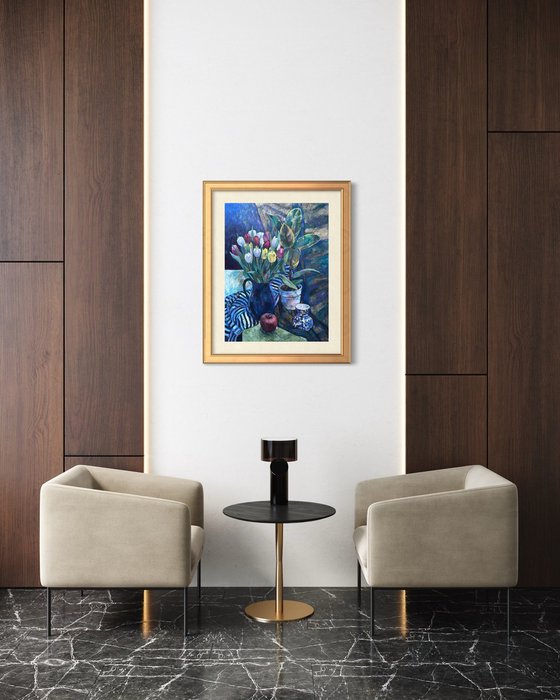 Still life with stripes draperies