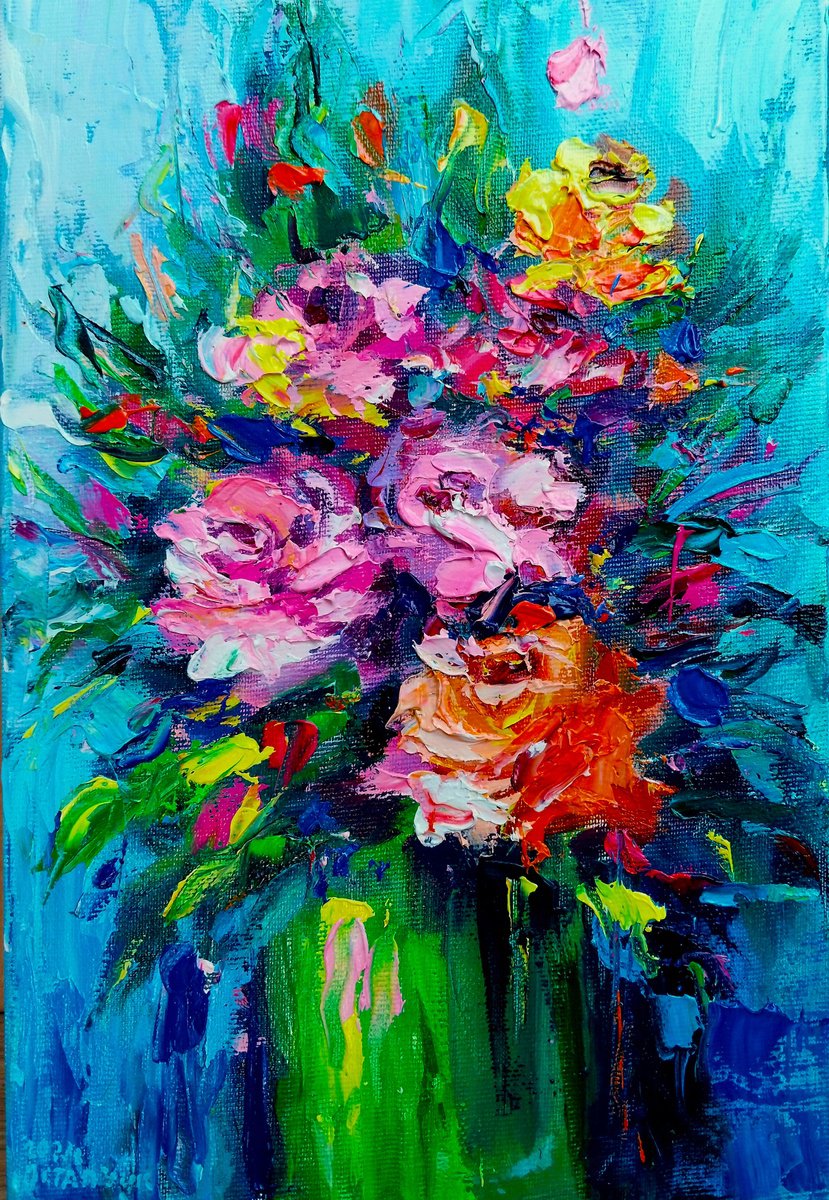 Abstract bouquet with roses by Andrej  Ostapchuk