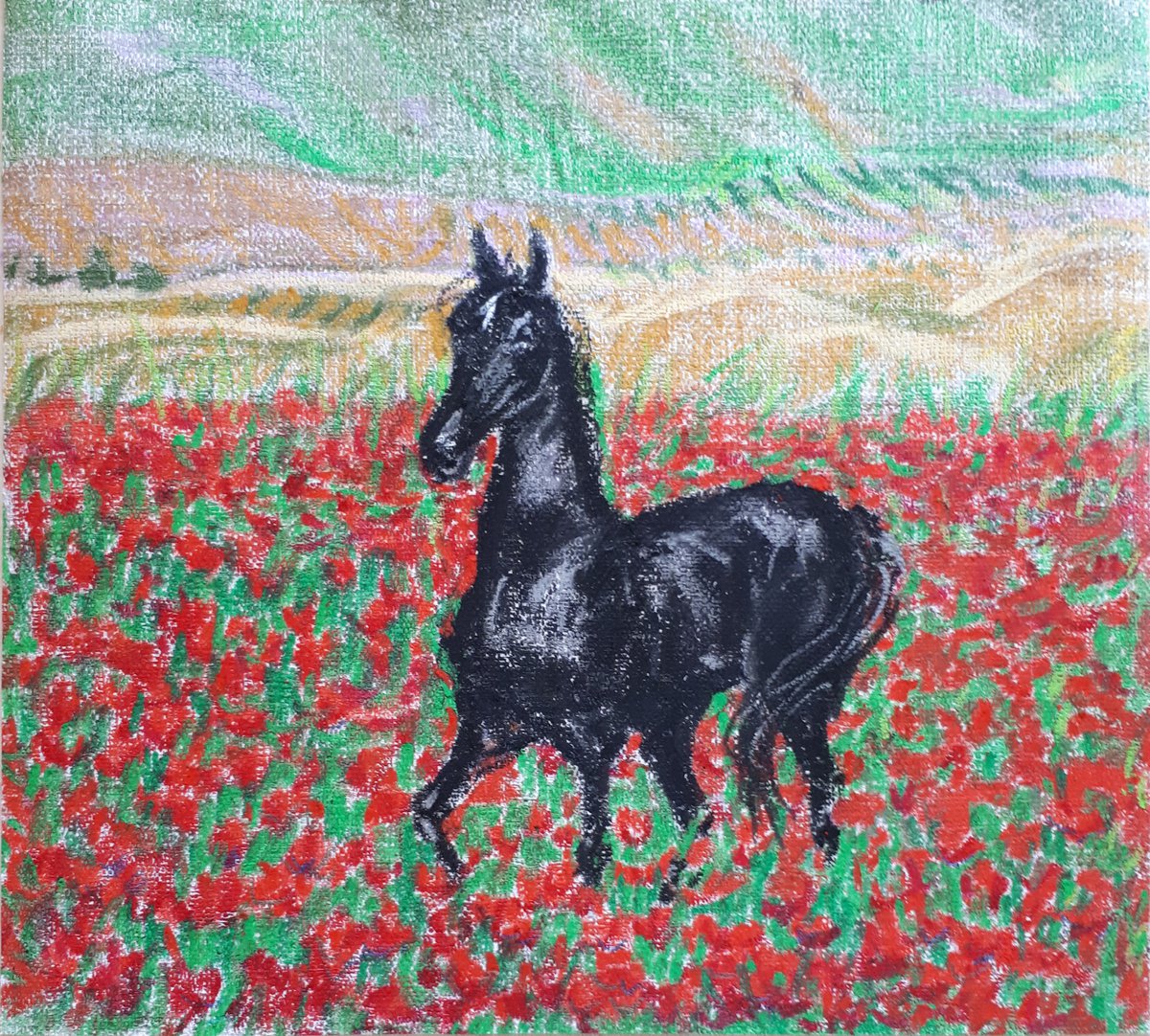 Horse and Poppies by Salana Art / Svetlana Samovarova