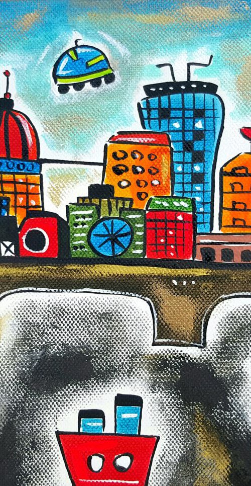 Three boats in a parallel London by Maria Luisa  Azzini