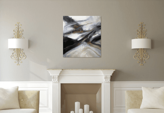 Minimalism, Black and White Painting, Rising Mists