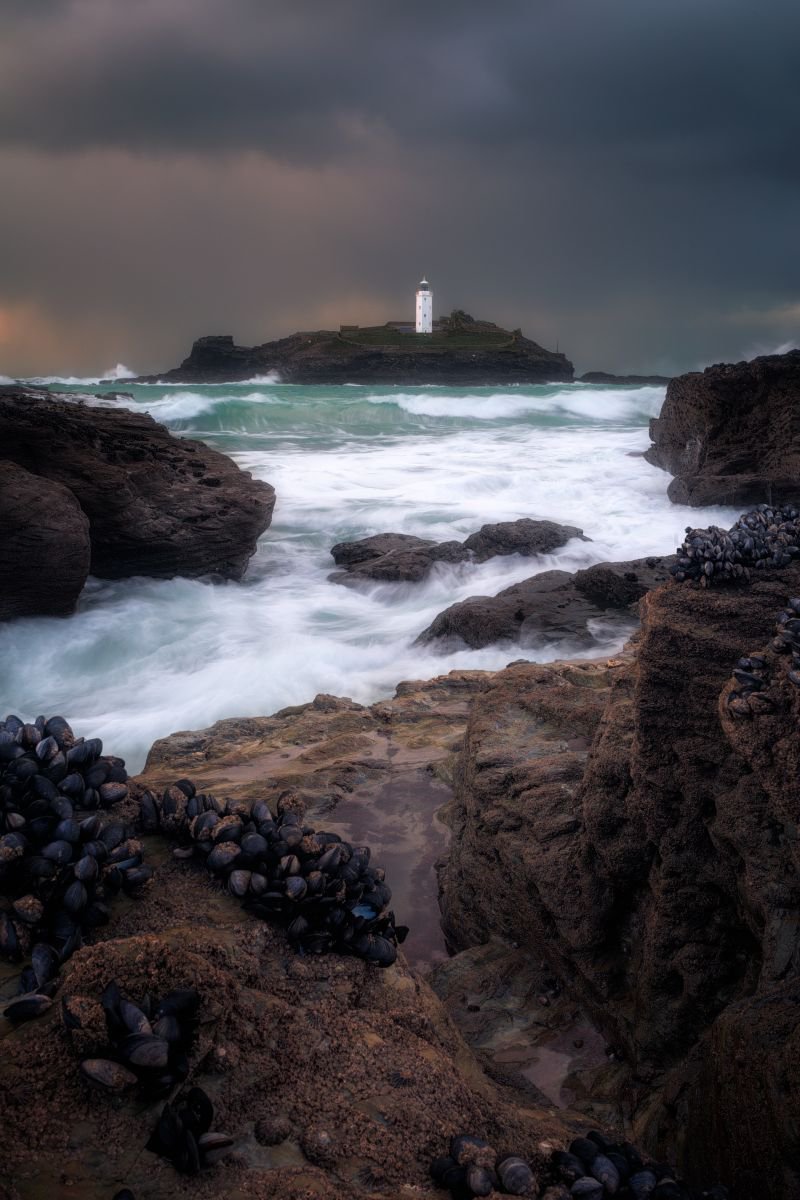Photorealistic Photograph , Godrevy Mussels And Waves By Paul Nash, 16 X 24, Artwork For Sale On Artfinder