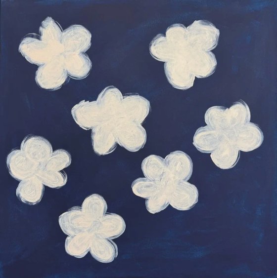 Diptych Blue and White Abstract