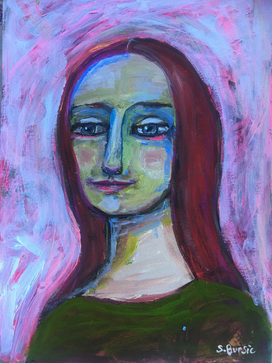 Mona Lisa Vintage Woman Portrait by Sharyn Bursic