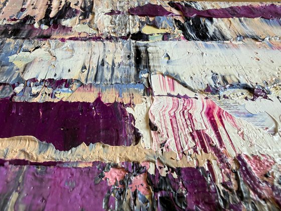 Purple forest in the fog