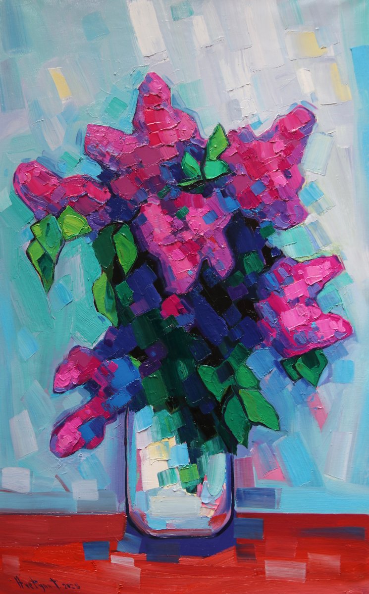 Expressive Oil Painting , Lilac Flowers By Tigran Avetyan, 20 X 31, Artwork For Sale On Artfinder