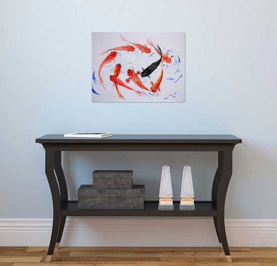 Feng Shui Koi wall art, 9 Koi fish