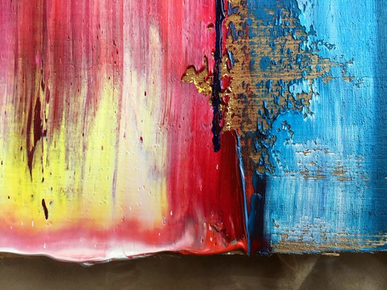 "Soulmates" - FREE USA SHIPPING - Original PMS Abstract Diptych Oil Paintings On Wood, Framed - 26" x 13"