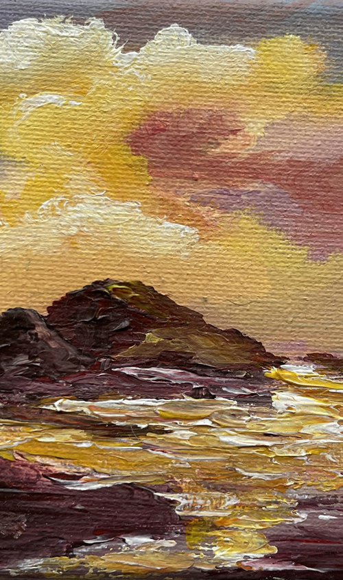 Abstract Evening Sky on a Mini Canvas by Marja Brown