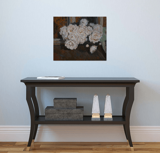 Peonies Near The Night Window