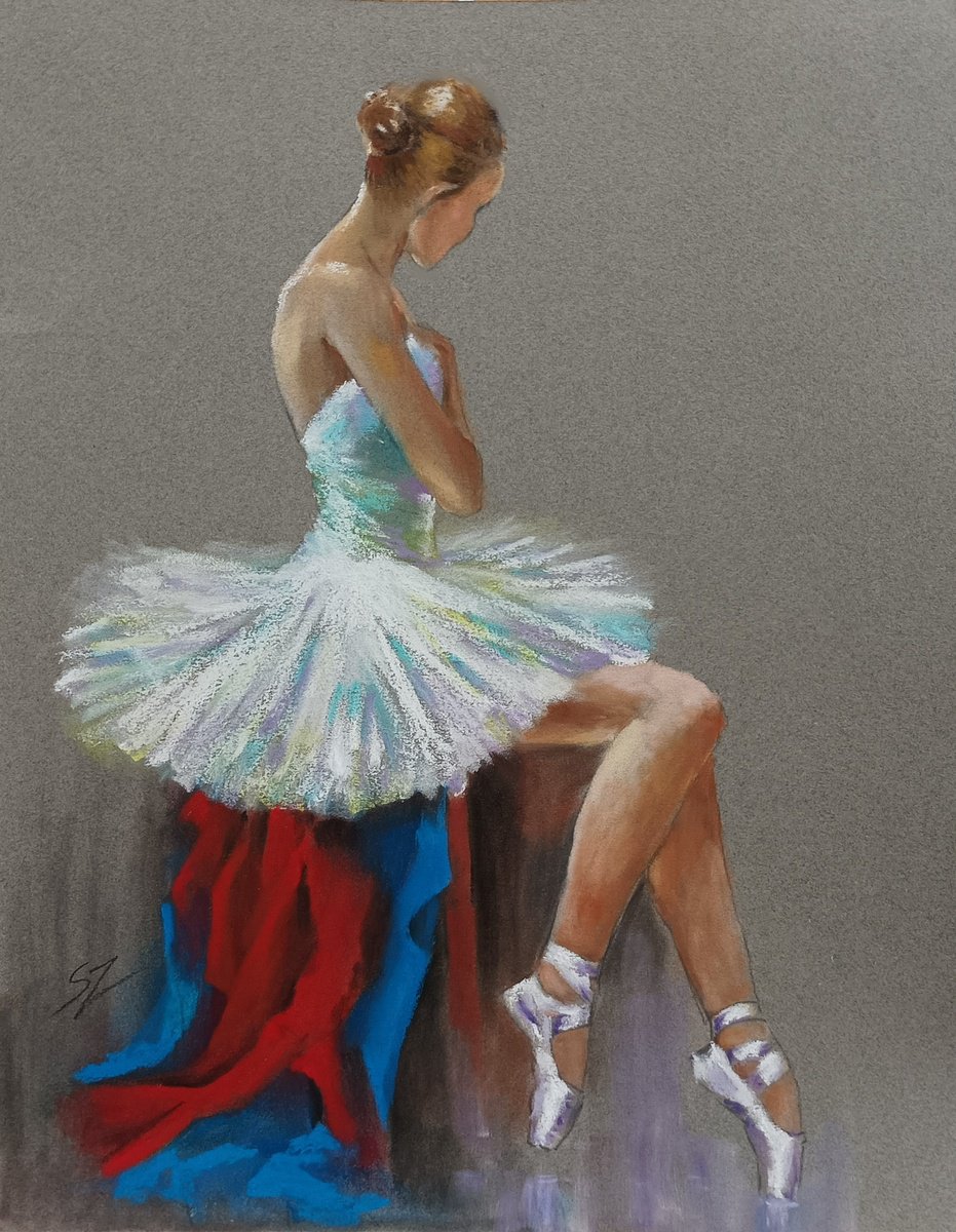 Impressionistic Portrait Painting By Susana Z. Harris, 12 X 17", Ballet Dancer 22-21, Original Artwork