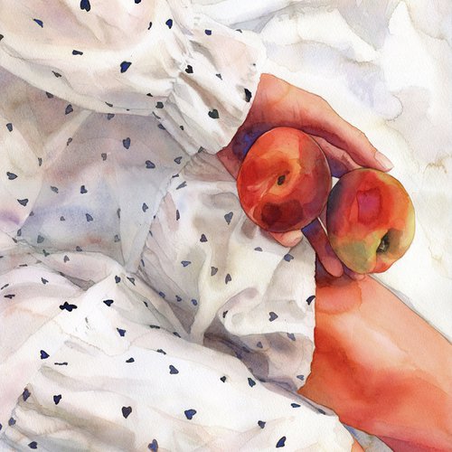 🌟PEACH TAN🌟 оriginal watercolor painting on paper by Alina Shangina ❤️