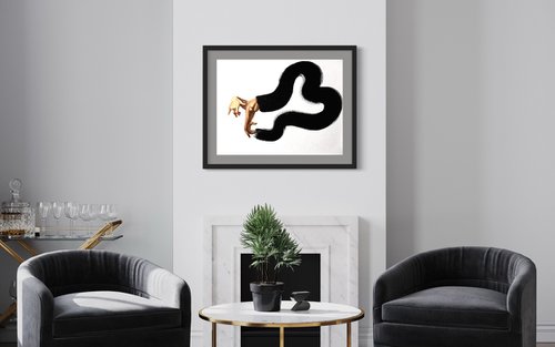 “FEEL THE AIR”-BLACK LINE, OIL PAINTING,HOME DECOR, OFFICE DECOR, ORIGINAL GIFT by Anzhelika Klimina