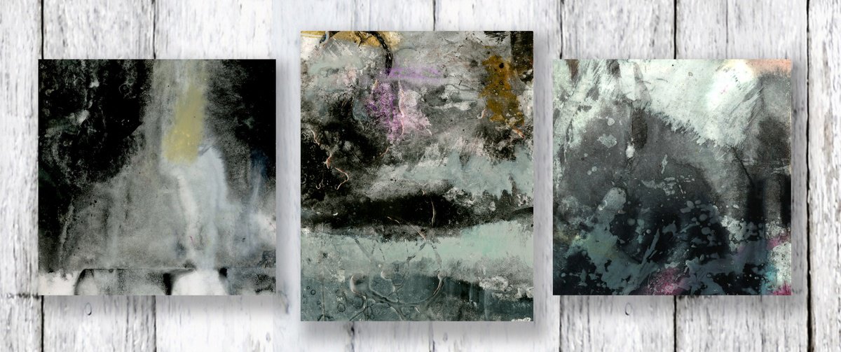 Abstract Painting By Kathy Morton Stanion, 12 X 5", Into The Mystic Col. 6, Original Artwork