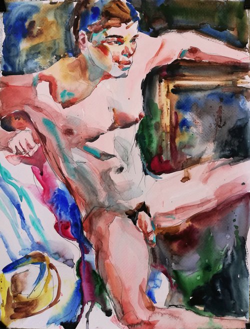 Male Nude with Hat by Jelena Djokic