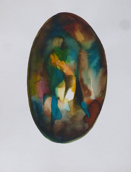 The stained glass oval, 24x32 cm by Frederic Belaubre