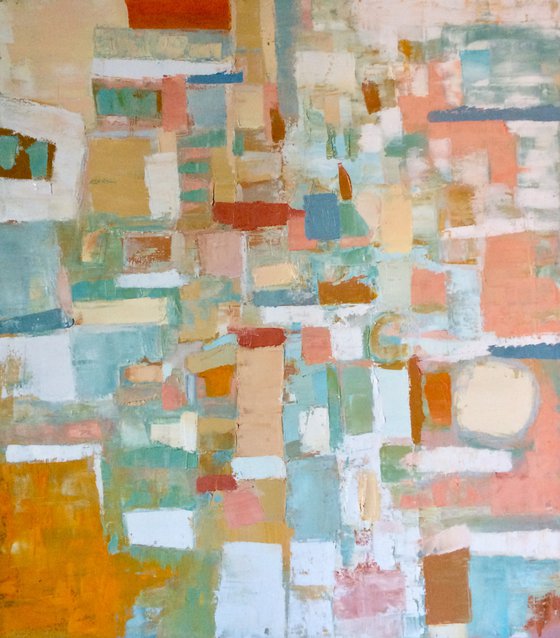 Sun and moon over city