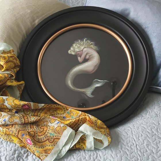 Nimue, mermaid circular oil painting