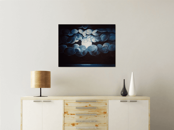 Moonlight (60x80cm, cubism, oil painting, ready to hang)