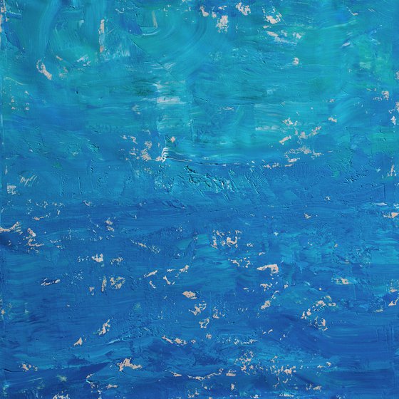 Aqua Blue 200813, minimalist abstract blue seascape