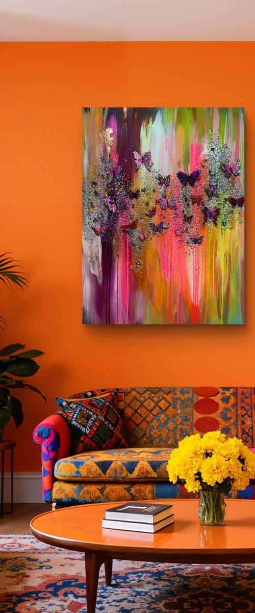 Pink butterflies by Henrieta Angel