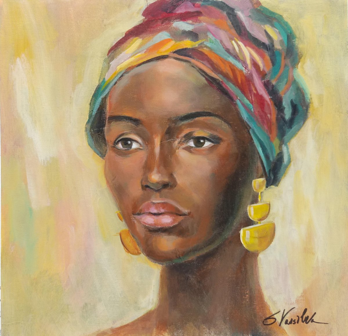  African Face Ii By Silvia Vassileva, 15 X 15, Artwork For Sale On Artfinder