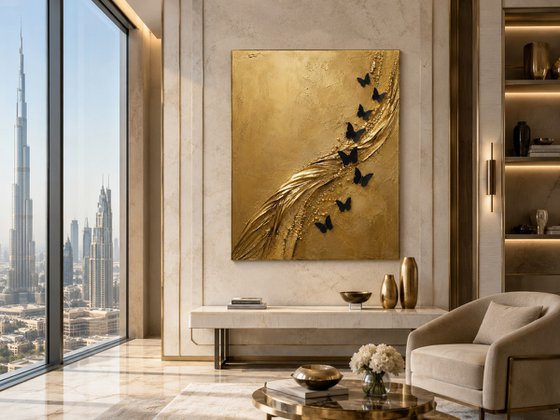 Gold Abstract Butterfly in Reverie