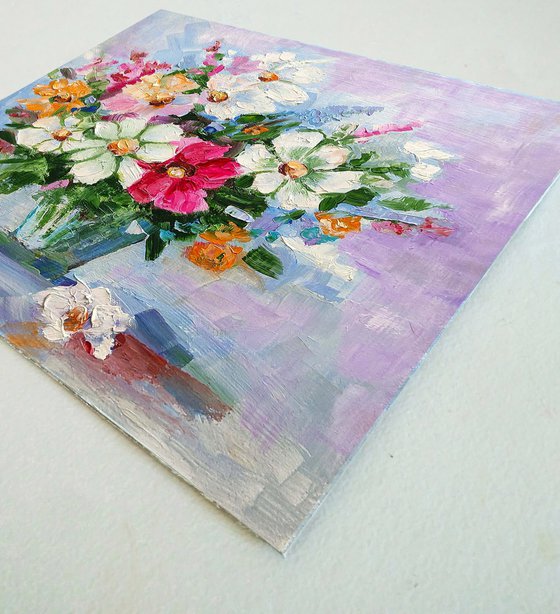 Bouquet Painting Floral Original Art Small Artwork Flower Still Life