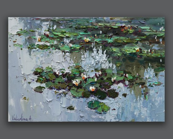 White Water Lilies -  Original Oil painting