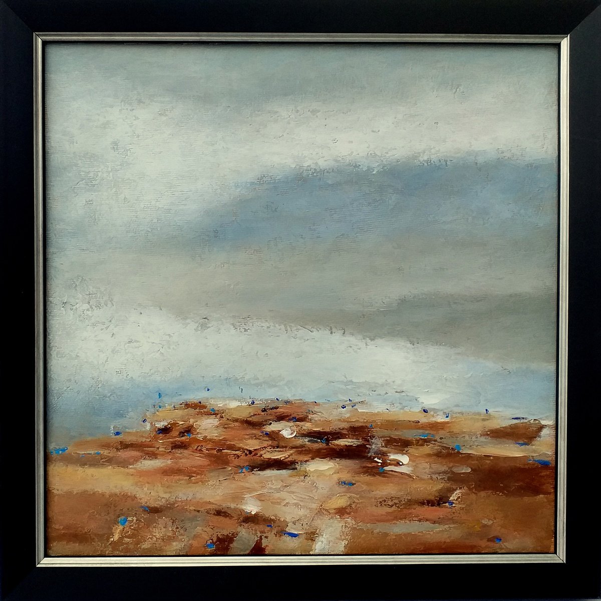 Abstract Landscape Oil Painting By Kestutis Jauniskis, 13 X 13", Landscape 55, Original Artwork