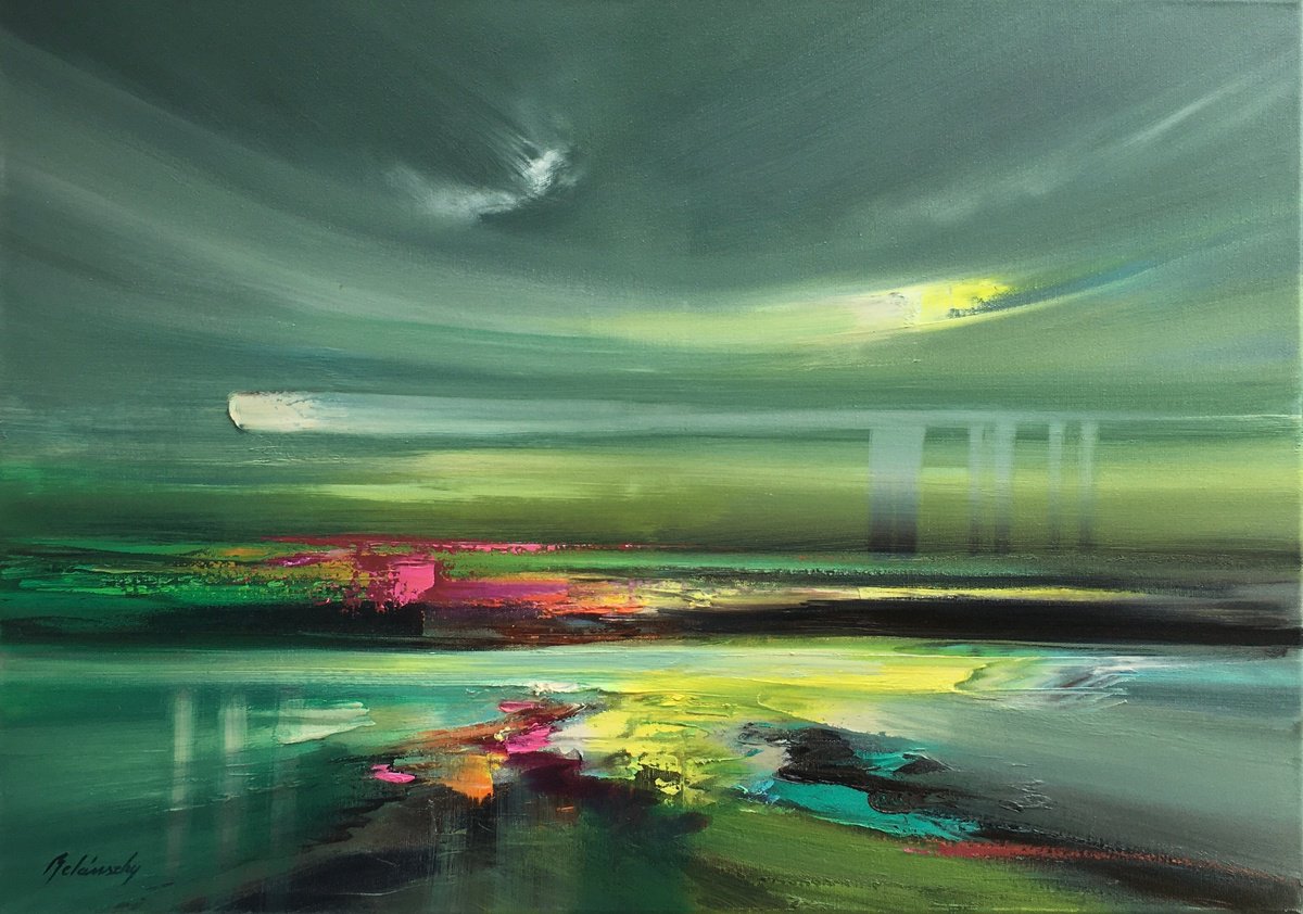 Impressionistic Landscape Oil Painting By Beata Belanszky Demko, 28 X 20, See The World In Colors, Original Artwork