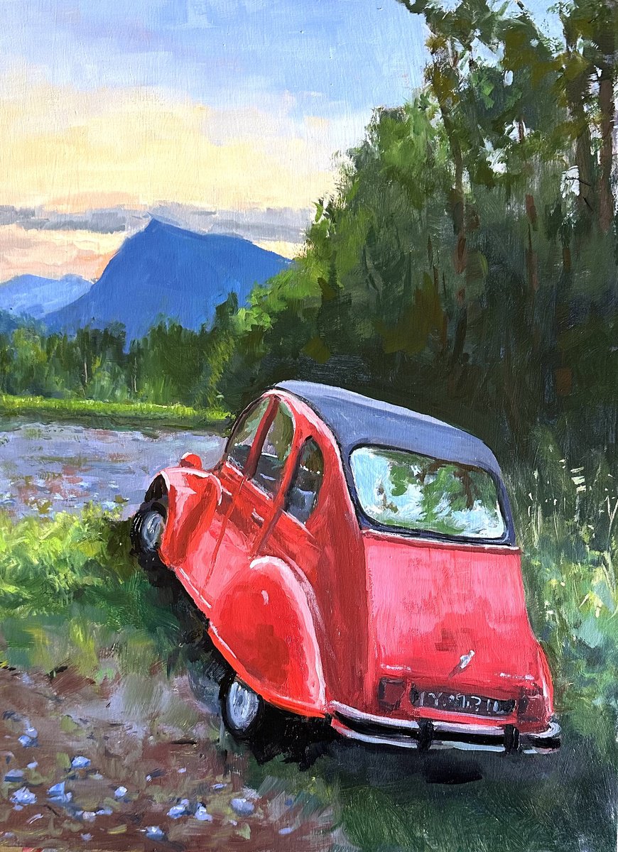 Citroen 2Cv With A View By Toni Swiffen, 12 X 16, Artwork For Sale On Artfinder
