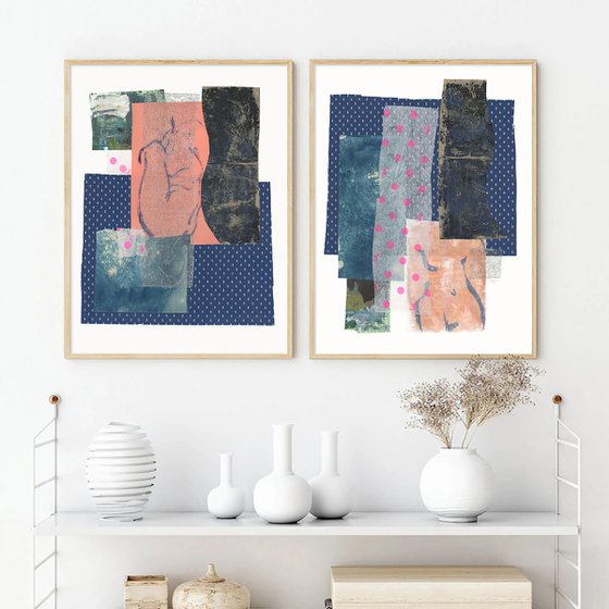 Abstract collage set with nude